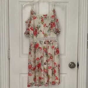 Disney Beauty and the Beast Floral Lace Cold Shoulder Dress M LIKE NEW